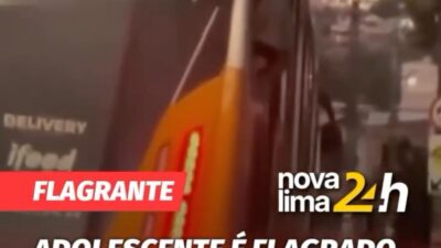 Adolescente é flagrado pendurado em ônibus da Via Ouro em Nova Lima