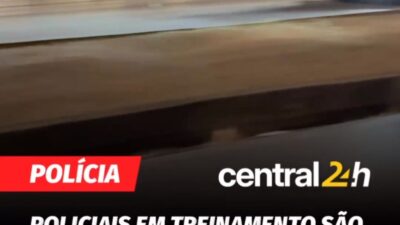 Um grupo de policiais militares, equipado com materiais utilizados em ações de incursão, c
