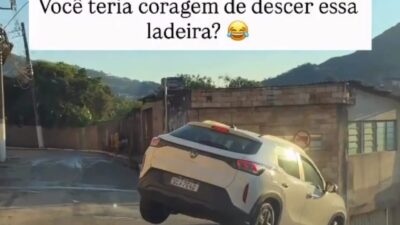 Motorista passa perrengue para descer ladeira íngreme em Nova Lima