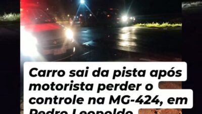 Acidente na madrugada desta sexta-feira na MG-424, em Pedro Leopoldo