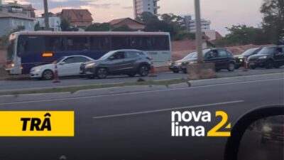 Trânsito carregado na MGC-356 por afunilamento no desvio das obras do Trevo do Belvedere