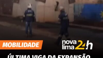 Última viga da expansão do viaduto do Trevo do Belvedere foi instalada neste domingo