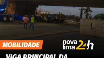 Viga principal da expansão do viaduto do Trevo do Belvedere já foi içada e instalada
