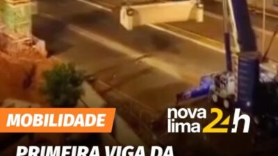 Em uma publicação da @realguindastes, empresa envolvida no içamento das vigas que farão parte da expansão do viaduto do
