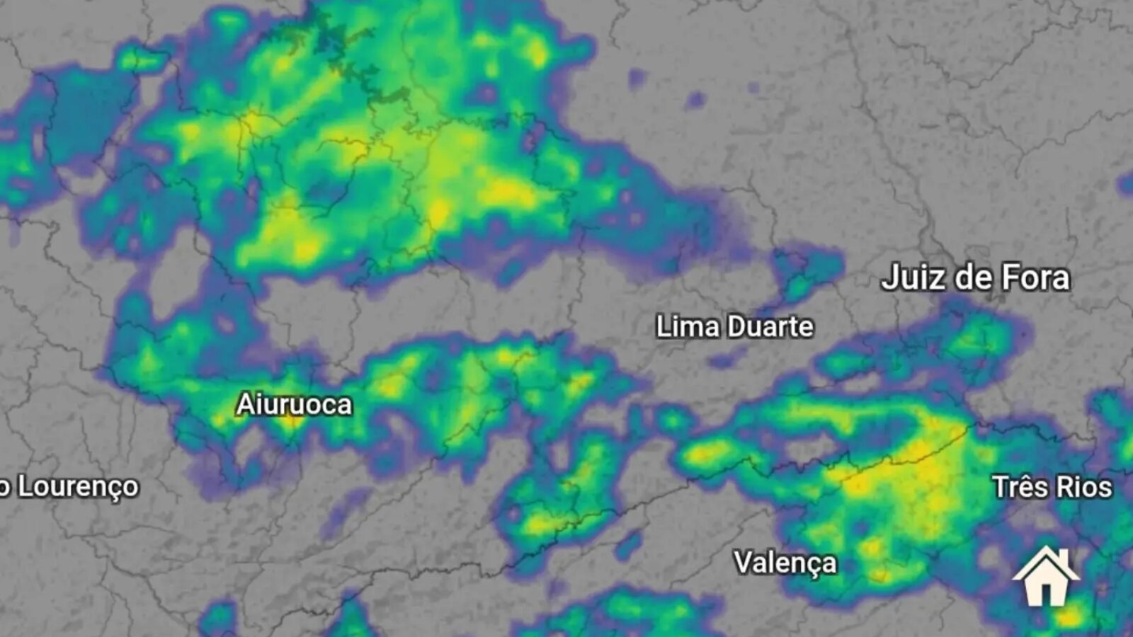 Municípios do Sul de Minas, Zona da Mata, Campo das Vertentes e Alto Paraopeba registram chuva no início da noite deste domingo (06)