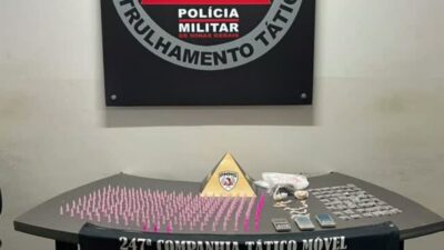 PM apreende mais de 200 pinos de cocaína, crack e maconha em Vespasiano